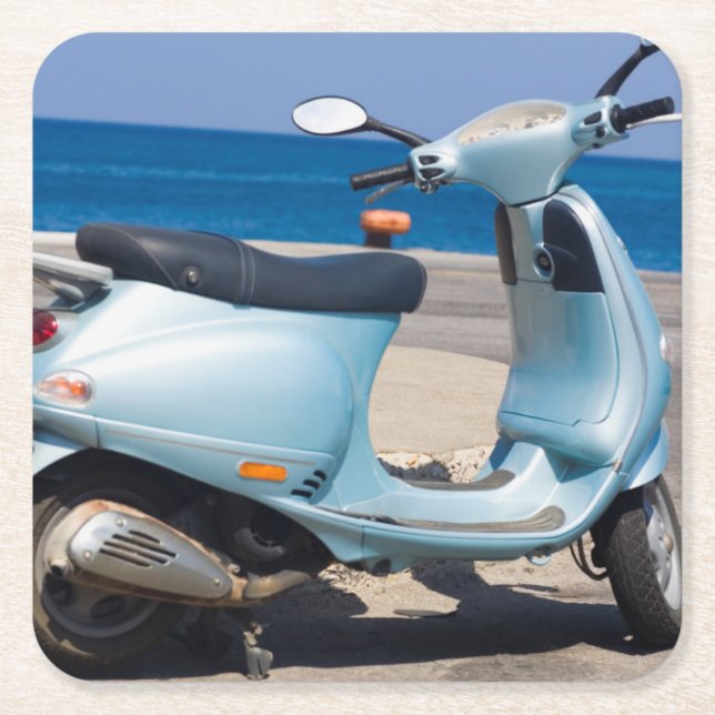 Posavasos Cuadrado De Papel Vespa en la playa el | Ephesus, Turquía (Anverso)