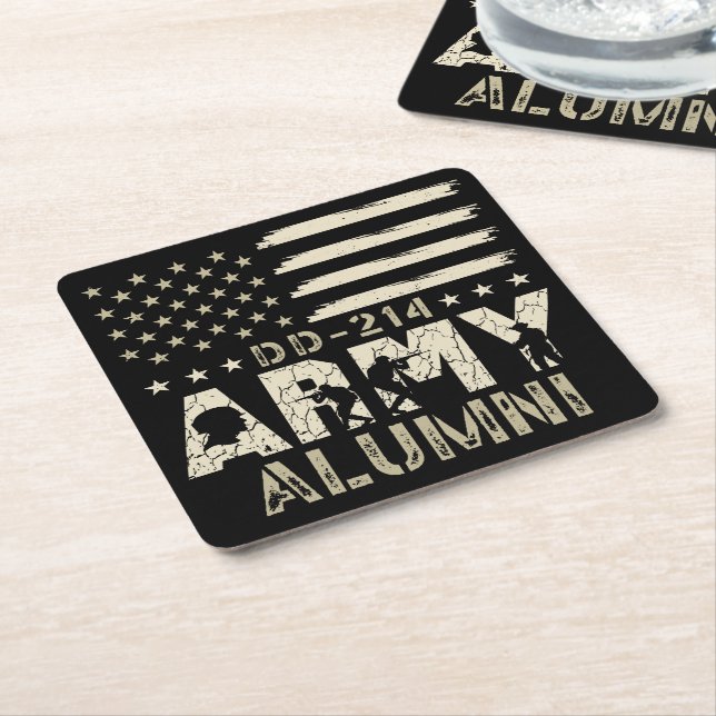 Posavasos Cuadrado De Papel Veterano militar de bandera de EE.UU. de exalumnos (En perspectiva)