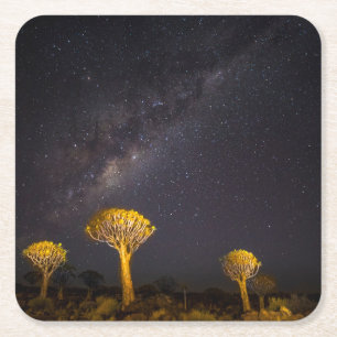 Posavasos Cuadrado De Papel Vía Láctea Quiver Tree Keetmanshoop Namibia