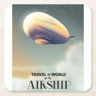 Posavasos Cuadrado De Papel Viajar por el mundo en Dirigible