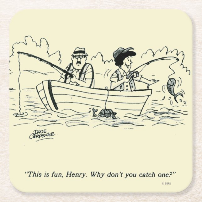 Posavasos Cuadrado De Papel Viaje de pesca (Anverso)