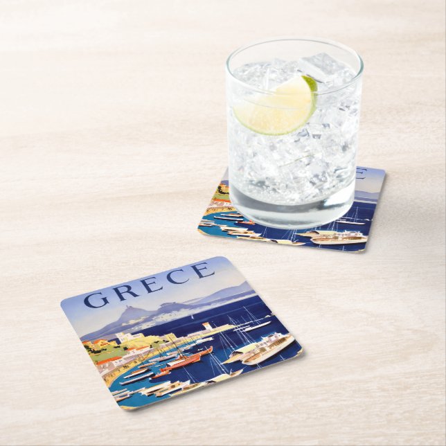 Posavasos Cuadrado De Papel Viajes de la Viña Atenas Grecia (In situ)