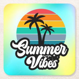 Posavasos Cuadrado De Papel Vibes de verano