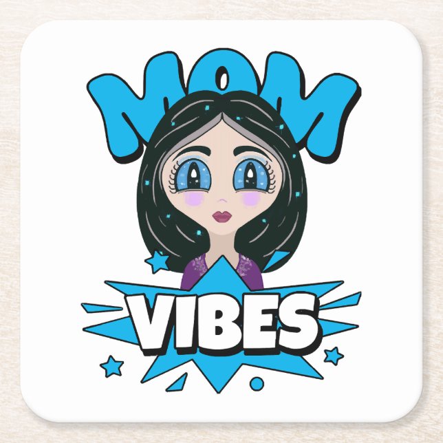 Posavasos Cuadrado De Papel Vibraciones de mamá (Anverso)