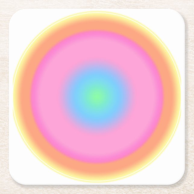 Posavasos Cuadrado De Papel Vibraciones positivas - Gradiente radial colorido (Anverso)