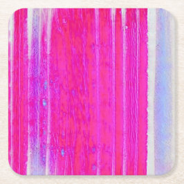 Posavasos Cuadrado De Papel Vibrante Resumen de rayas rosadas y moradas arte