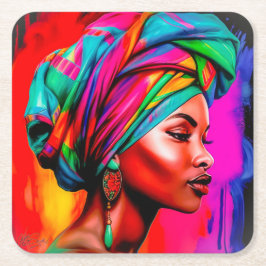 Posavasos Cuadrado De Papel Vibrante serie de belleza 1