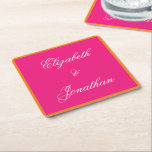Posavasos Cuadrado De Papel Vibrante Sunrise Boda Minimalista de Mezcla y Coin<br><div class="desc">Colección de bodas minimalistas vivos y coloridos con tonos rosa brillante y naranja. Mezcla de colores</div>