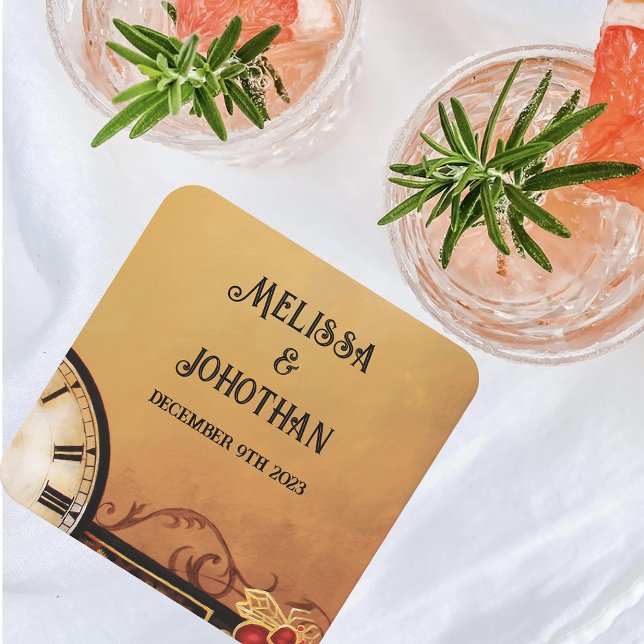 Posavasos Cuadrado De Papel Victorian Steampunk Boda (Subido por el creador)