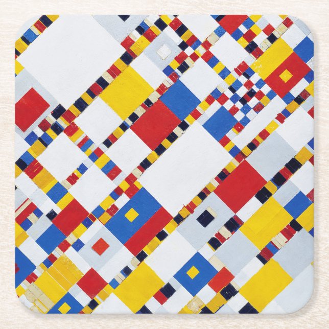 Posavasos Cuadrado De Papel Victory Boogie Woogie, Mondrian (Anverso)