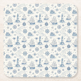 Posavasos Cuadrado De Papel Vida Costera Océanos Azules
