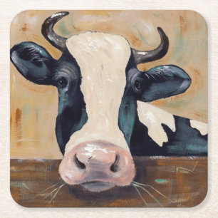 Posavasos Cuadrado De Papel Vida de la granja - Gunther la vaca