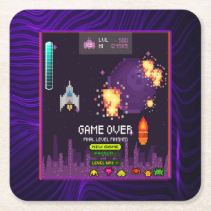Posavasos Cuadrado De Papel Videogaming Purple