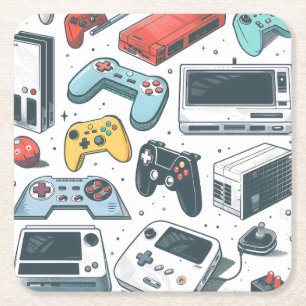Posavasos Cuadrado De Papel Videojuegos retro