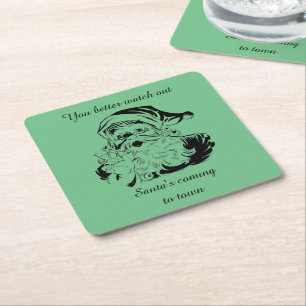 Posavasos Cuadrado De Papel Vieja Santa llega a la ciudad