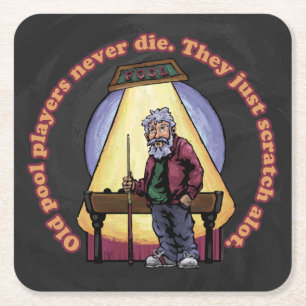 Posavasos Cuadrado De Papel Viejos jugadores de Pool