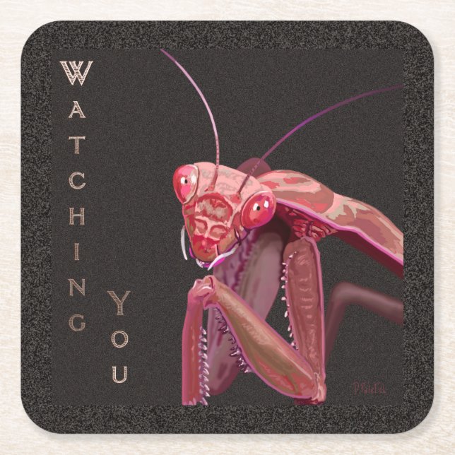 Posavasos Cuadrado De Papel Viendo - Versión rosa (Anverso)