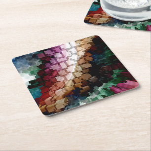 Posavasos Cuadrado De Papel Viento oscuro centrado en el cubo