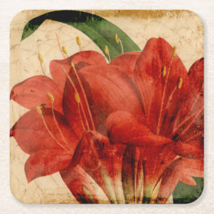 Posavasos Cuadrado De Papel VIII floral vibrante