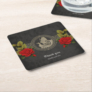 Posavasos Cuadrado De Papel Viking místico encanto con elegantes nudos celtas.