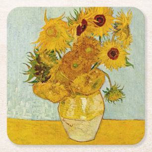 Posavasos Cuadrado De Papel Vincent Van Gogh 12 Girasoles Impresionista