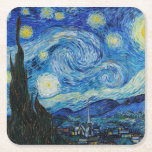Posavasos Cuadrado De Papel Vincent Van Gogh es la noche estrellada<br><div class="desc">Sumérjase en la fascinante belleza de The Starry Night de Vincent Van Gogh con esta reproducción de arte de alta calidad. Poseer una historia de arte y dejar que la brillantez de la obra maestra de Van Gogh ilumine tu entorno.</div>