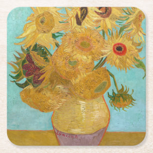 Posavasos Cuadrado De Papel Vincent Van Gogh - Jarrón con doce girasoles
