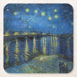 Posavasos Cuadrado De Papel Vincent van Gogh - Noche estrellada sobre el Ródan