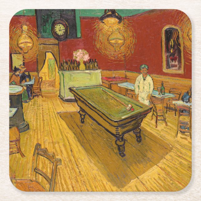 Posavasos Cuadrado De Papel Vincent van Gogh - The Night Cafe (Anverso)