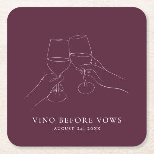 Posavasos Cuadrado De Papel Vino Antes De Var Moda Vino Ducha De Novias