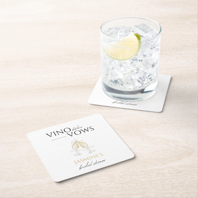 Posavasos Cuadrado De Papel Vino antes de Votos Juego de Bebidas Floral Blanco (In situ)