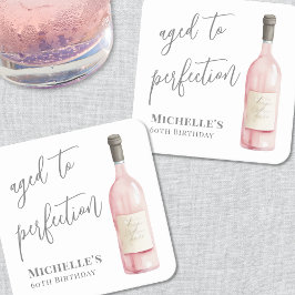 Posavasos Cuadrado De Papel Vino De Edad Simple A Cumpleaños De Perfección