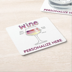 POSAVASOS CUADRADO DE PAPEL VINO, MÁS VINO, AÚN MÁS VINO