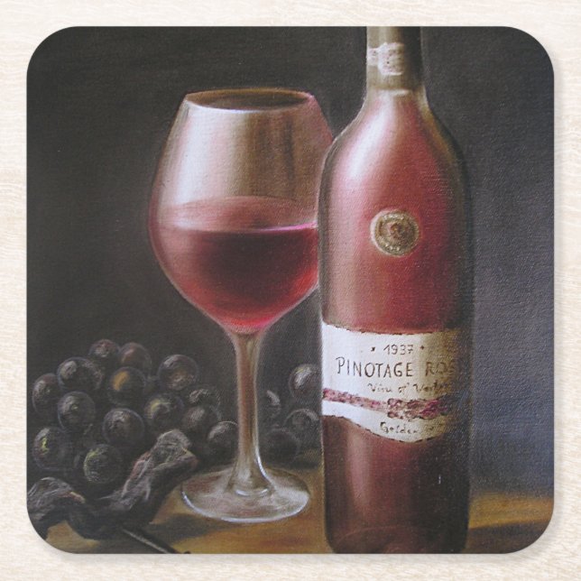 Posavasos Cuadrado De Papel Vino Rojo (Anverso)