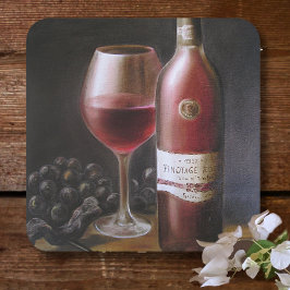 Posavasos Cuadrado De Papel Vino Rojo