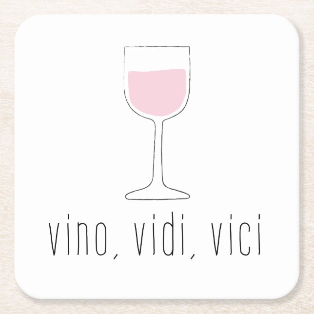 Posavasos Cuadrado De Papel vino, vidi, vici - amantes del vino (Anverso)