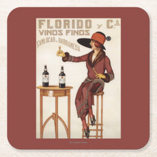 Posavasos Cuadrado De Papel Vinos Finos - Sanlucar de Barrameda de Florido