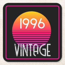 Vintage 1996 Neon Retro Stripe Sun 30th Birthday