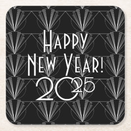 Posavasos Cuadrado De Papel Vintage Art Deco Black and White Geometric 