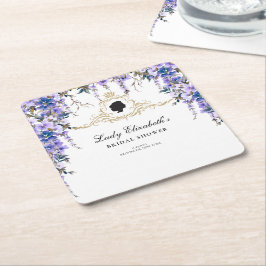 Posavasos Cuadrado De Papel Vintage Blue Florals Bridgerton Bridal Shower