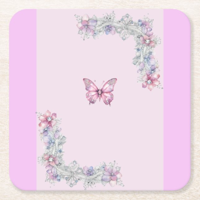 Posavasos Cuadrado De Papel Vintage Buttterfly Paper Coaster (Anverso)