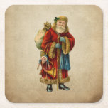 Posavasos Cuadrado De Papel Vintage Christmas Old World Santa Claus<br><div class="desc">Astras de papel con un viejo Navidad vintage de Santa Claus. El clásico santa del viejo mundo, con su famoso abrigo rojo y llevando una bolsa llena de juguetes. Este Santa de la vieja usanza es delgado y tiene un bastón para caminar por la tierra regalando juguetes a todos los...</div>