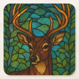 Posavasos Cuadrado De Papel Vintage Deer Tiffany Style Stained Glass Art