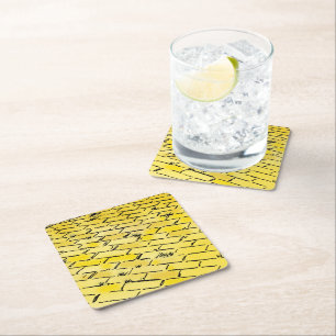 Posavasos Cuadrado De Papel Vintage El mago de Oz Camino de ladrillos amarillo