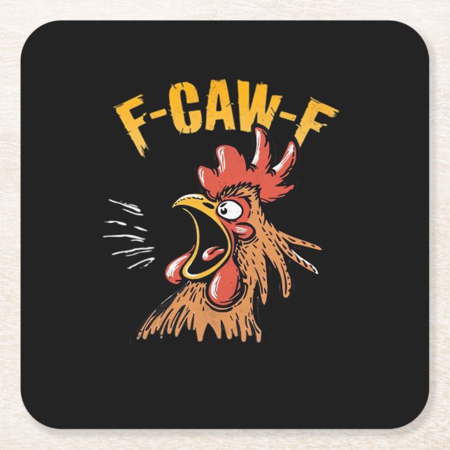 Posavasos Cuadrado De Papel Vintage F-Caw-F Chicken F-Caw-F Funny Chicken Roos (Anverso)