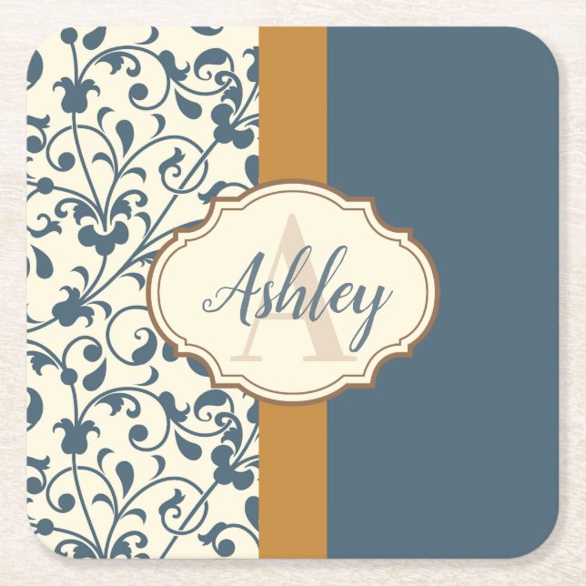 Posavasos Cuadrado De Papel Vintage Floral (Anverso)