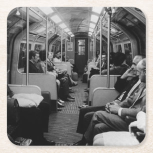 Posavasos Cuadrado De Papel Vintage Inglaterra Ferrocarril London en el vagón 