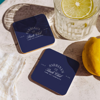 Posavasos Cuadrado De Papel Vintage Navy Country Club Bachelorette Party