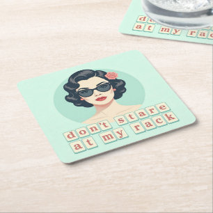 Posavasos Cuadrado De Papel Vintage No Mires Mi Rack Divertido Mahjong