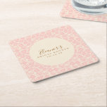 Posavasos Cuadrado De Papel Vintage Personalizado de ducha con guión floral ro<br><div class="desc">Vintage Boho Light Rubor Floral rosa Floral Bridal Shower Personalizado Papel cuadrado</div>